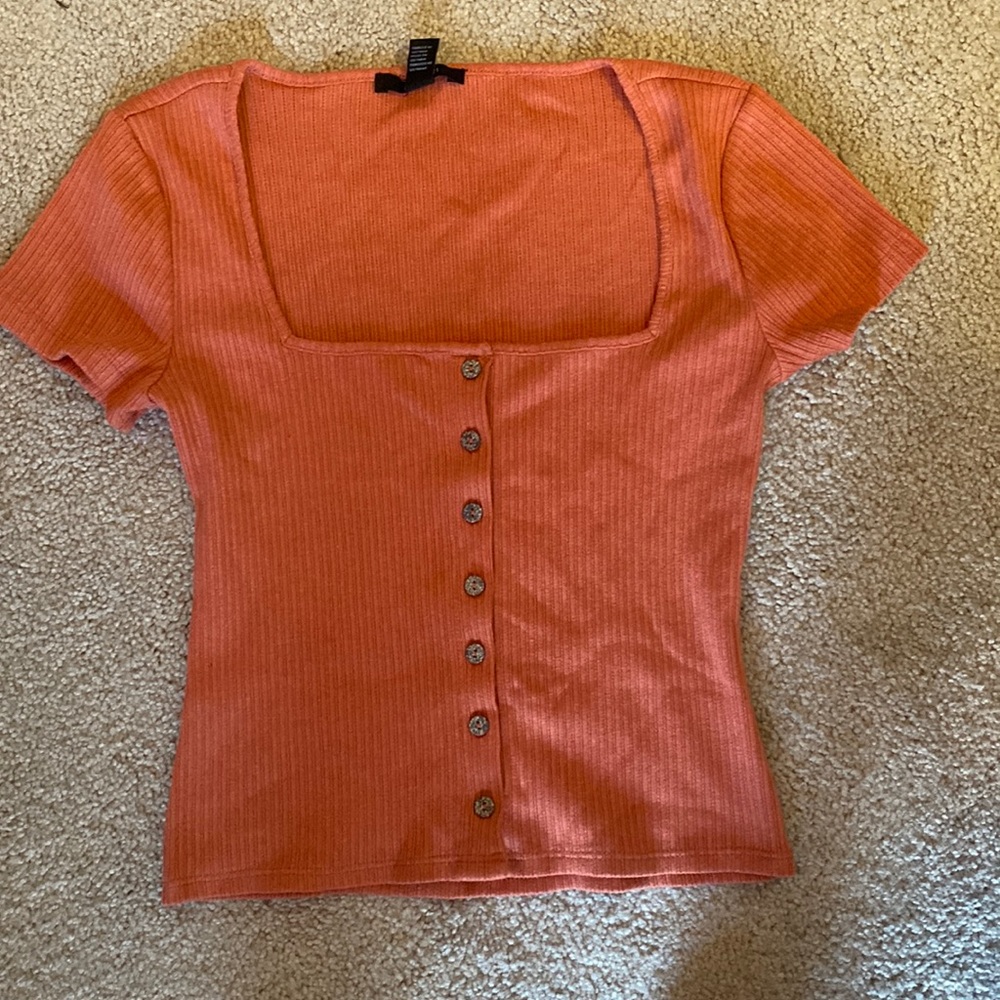 Orange cropped short sleeve sweater top, forever 21